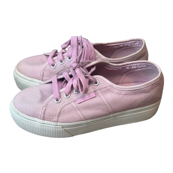 Superga Light Pink Canvas Women's Platform Sneakers - Picture 1 of 6
